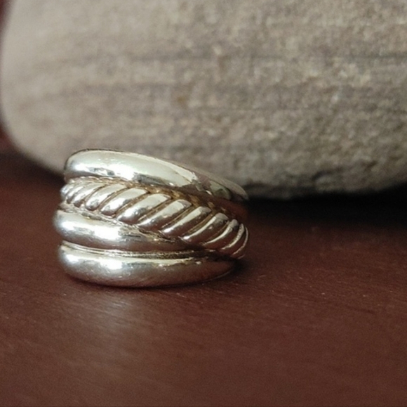 Golden Clef Sterling Ring Twisted Rope Style Arezzo Italy Size 8.5 - Picture 4 of 7